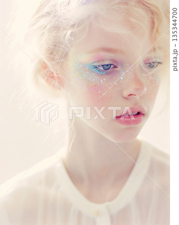 ラメのアイメイクをした女性 135344700