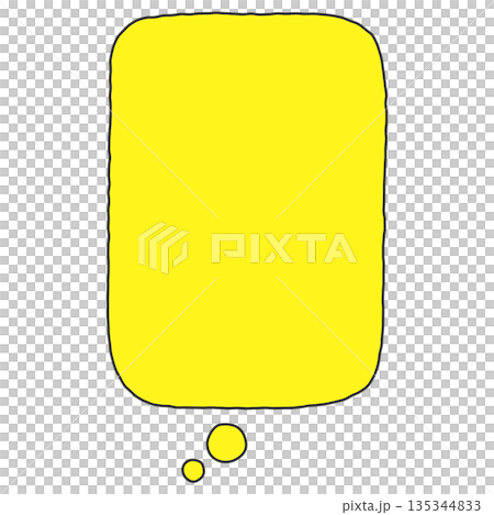 A simple, hand-drawn, vertically elongated rectangular speech bubble (yellow) 135344833