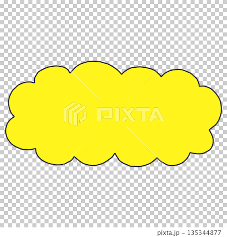 手書きのシンプルな横長もくもくの吹き出し(黄色) 手書きのシンプルな横長もくもくの吹き出し(黄色) 135344877