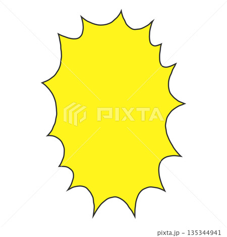 手書きのシンプルな縦長ギザギザの吹き出し（黄色） 135344941