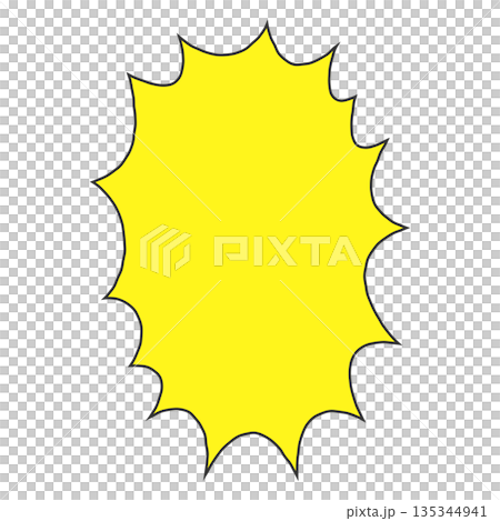 手書きのシンプルな縦長ギザギザの吹き出し（黄色） 135344941