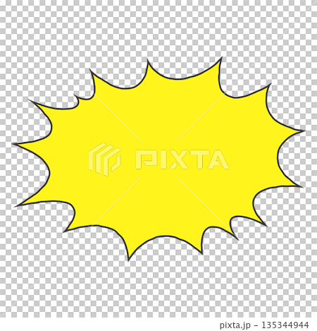 一個簡單的手繪水平鋸齒狀對話框（黃色） 135344944