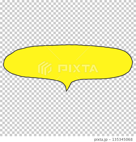A simple, hand-drawn, downward-facing, horizontally elongated oval speech bubble (yellow) 135345068