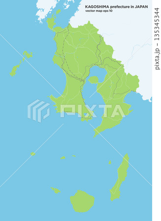 日本の鹿児島県の緑色のシンプルなロードマップ 135345344