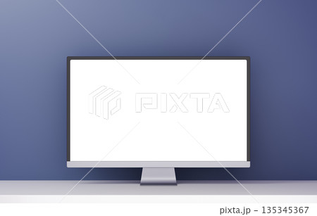 3D素材_モニター_紺 3D素材_モニター_紺 135345367