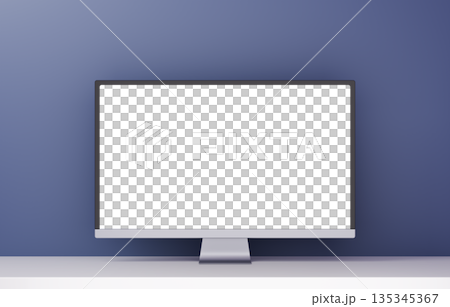 3D素材_モニター_紺 3D素材_モニター_紺 135345367