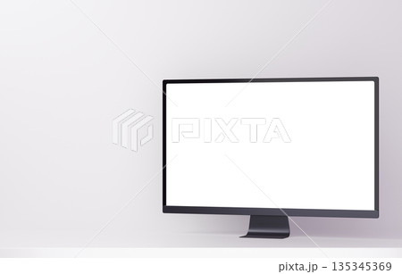 3D素材_モニター_白 135345369