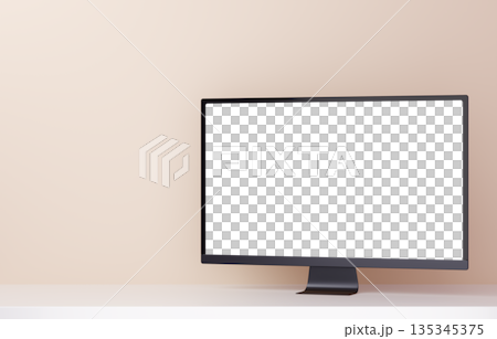 3D素材_モニター_ベージュ 135345375