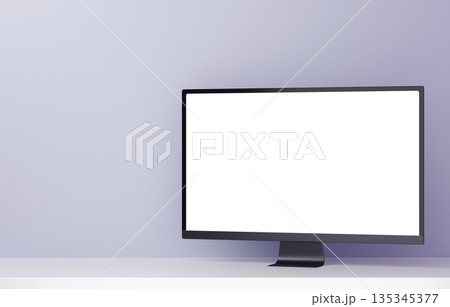 3D素材_モニター_灰色 3D素材_モニター_灰色 135345377