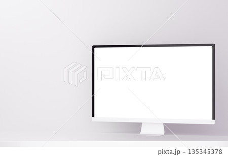 3D素材_モニター_白 3D素材_モニター_白 135345378