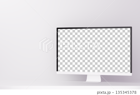 3D素材_モニター_白 3D素材_モニター_白 135345378