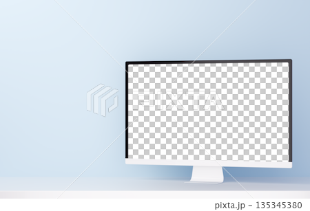 3D素材_モニター_水色 135345380