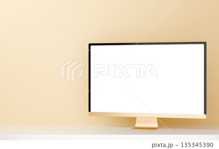 3D素材_モニター_黄色 3D素材_モニター_黄色 135345390
