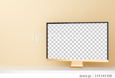 3D素材_モニター_黄色 3D素材_モニター_黄色 135345390