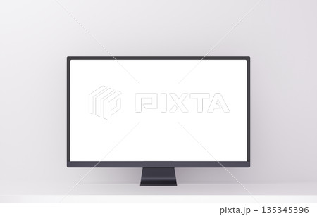 3D素材_モニター_白 135345396