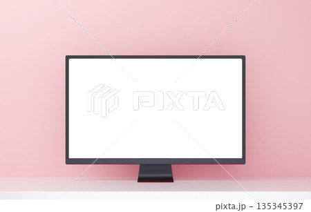 3D素材_モニター_ピンク 135345397