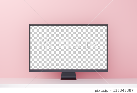 3D素材_モニター_ピンク 135345397