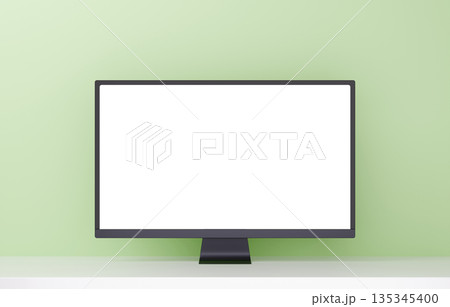 3D素材_モニター_黄緑 135345400