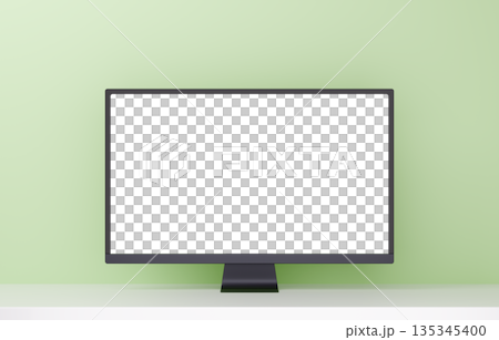 3D素材_モニター_黄緑 135345400