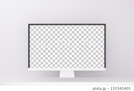 3D素材_モニター_白 3D素材_モニター_白 135345405