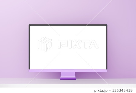 3D素材_モニター_紫 135345419