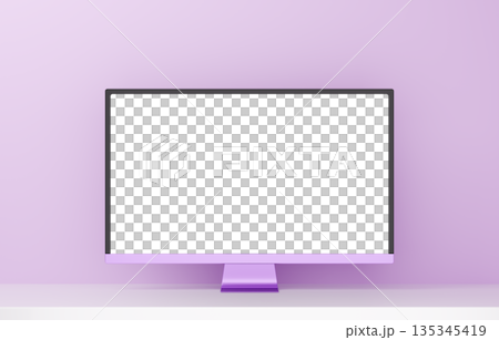 3D素材_モニター_紫 135345419