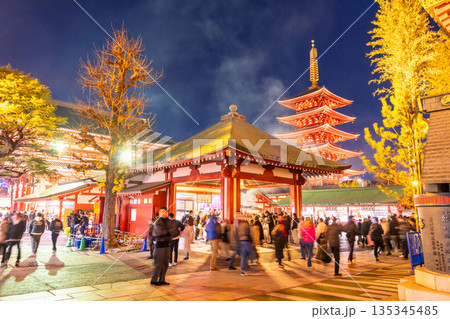 《東京都》正月で賑わう浅草寺 135345485