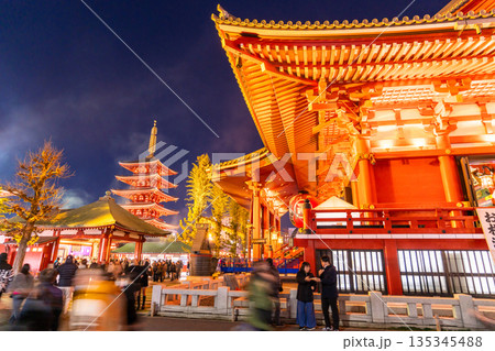 《東京都》正月で賑わう浅草寺 《東京都》正月で賑わう浅草寺 135345488