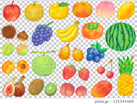 水果插畫套裝，油畫棒繪畫 135345489