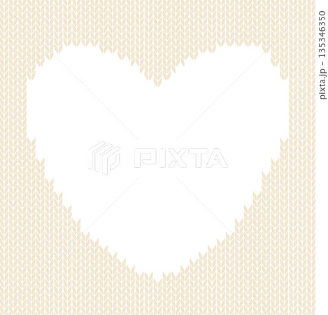 ベージュのハート編み模様イラスト　外側ニットタイプ　透過 135346350