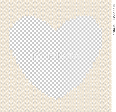ベージュのハート編み模様イラスト　外側ニットタイプ　透過 135346350