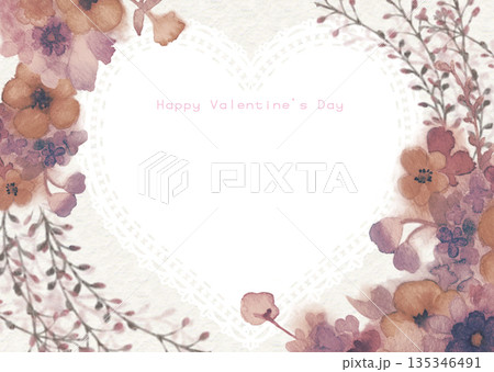 シックな色合いの花のバレンタインカード 135346491