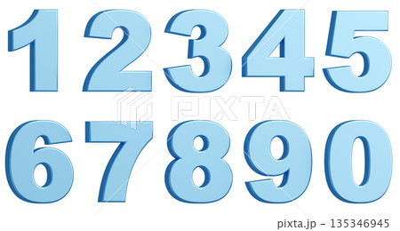 3D背景素材_数字_メタリック_水色 3D背景素材_数字_メタリック_水色 135346945