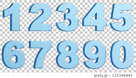 3D背景素材_数字_メタリック_水色 3D背景素材_数字_メタリック_水色 135346945