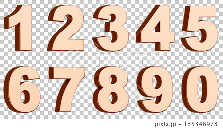 3D背景素材_数字_メタリック_金 135346973