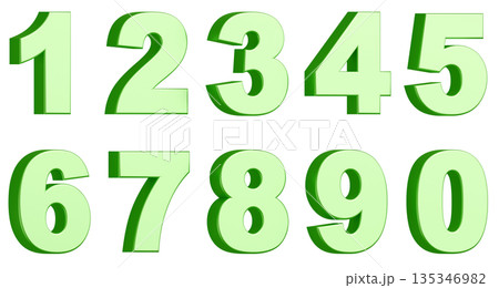 3D背景素材_数字_メタリック_緑 135346982
