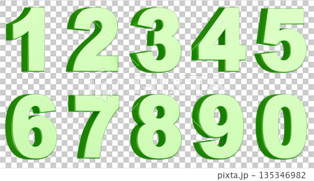 3D背景素材_数字_メタリック_緑 135346982