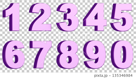 3D背景素材_数字_メタリック_紫 135346984
