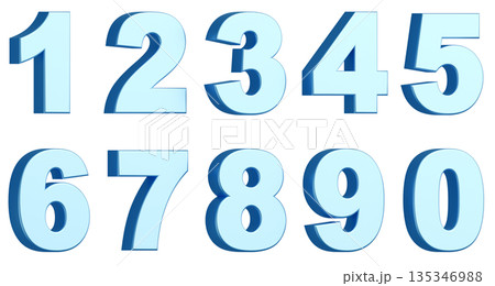 3D背景素材_数字_メタリック_水色 135346988