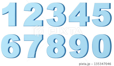 3D背景素材_数字_メタリック_水色 135347046
