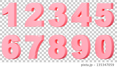 3D背景素材_数字_ピンク 135347059