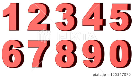 3D背景素材_数字_メタリック_赤 135347070