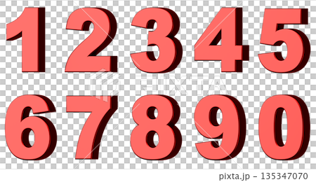 3D背景素材_数字_メタリック_赤 135347070