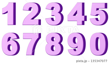 3D背景素材_数字_メタリック_紫 135347077