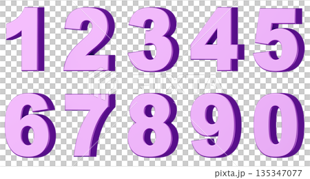3D背景素材_数字_メタリック_紫 135347077