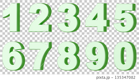 3D背景素材_数字_メタリック_黄緑 3D背景素材_数字_メタリック_黄緑 135347082