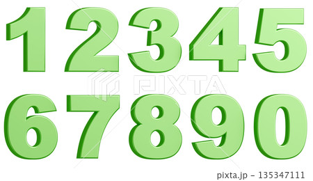 3D背景素材_数字_メタリック_緑 135347111