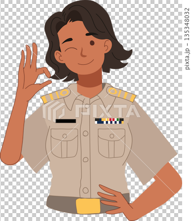 female government officer wearing official uniform making ok hand gesture female government officer wearing official uniform making ok hand gesture 135348032