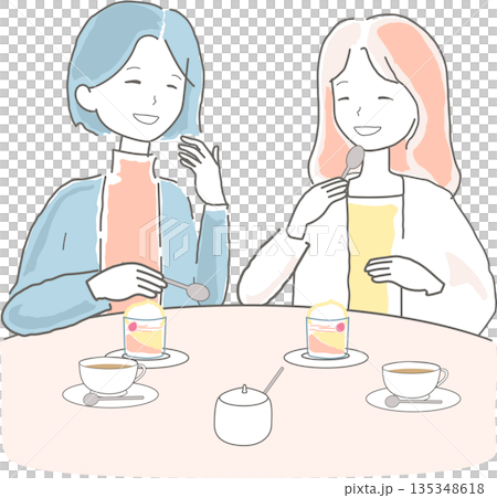 Illustration of women enjoying traveling and shopping Illustration of women enjoying traveling and shopping 135348618
