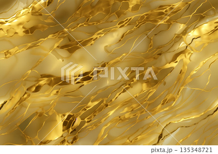 ゴールド調の上質な大理石風ラグジュアリー背景テクスチャ 135348721
